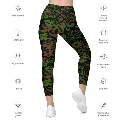 German WW2 Palmenmuster Palm Tree Spring CAMO Leggings with pockets - Womens With Pockets