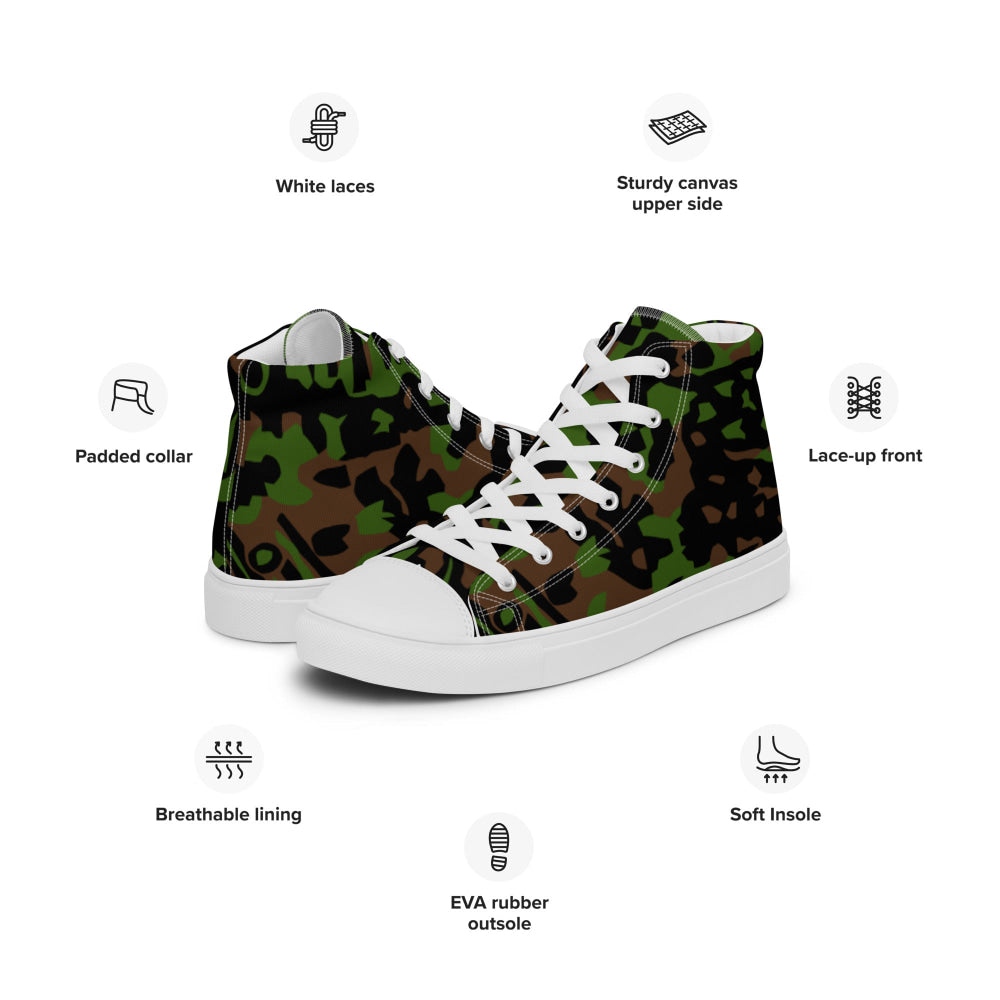 German WW2 Palmenmuster Palm Tree Spring CAMO Men’s high top canvas shoes - Mens High Top Canvas Shoes