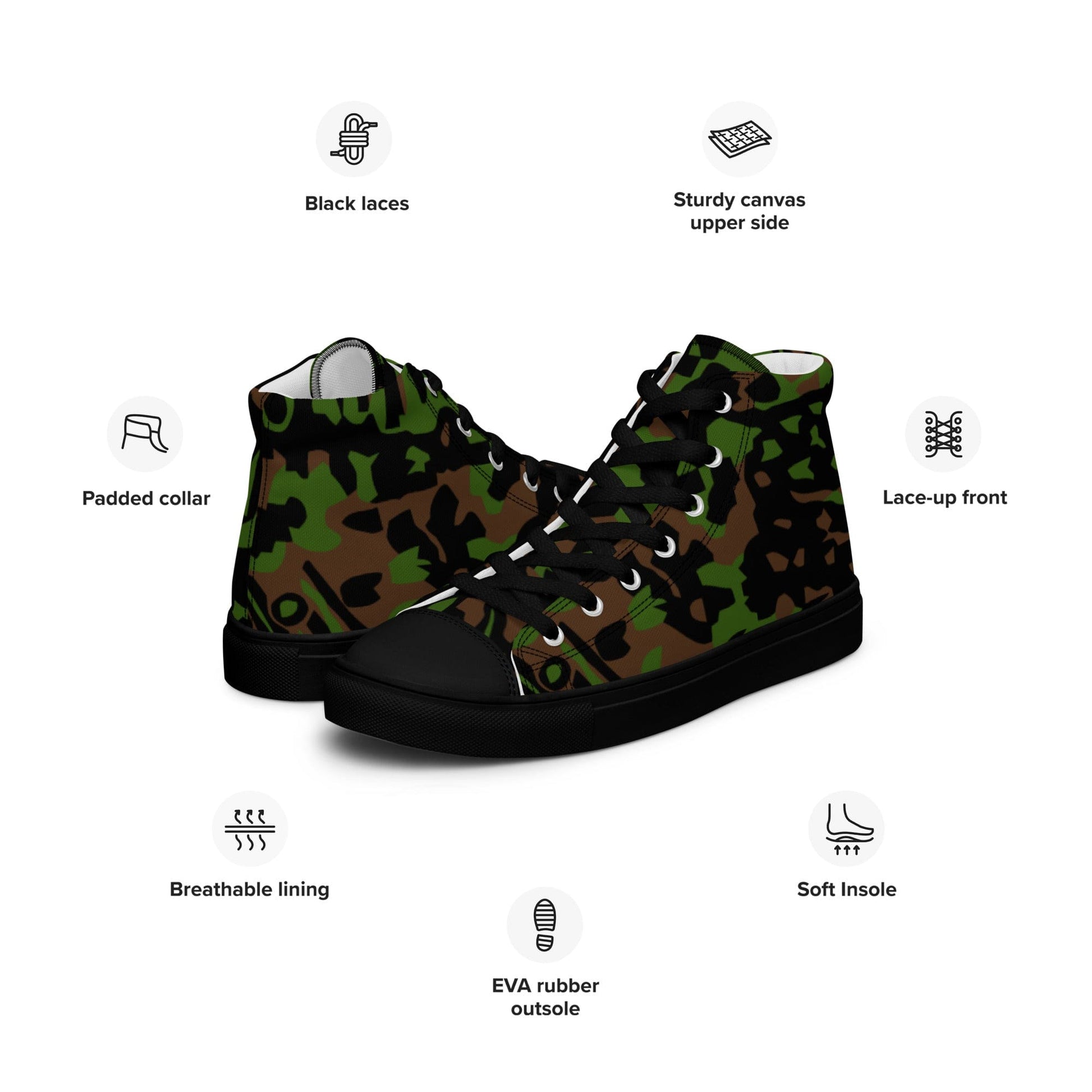 German WW2 Palmenmuster Palm Tree Spring CAMO Men’s high top canvas shoes - Mens High Top Canvas Shoes