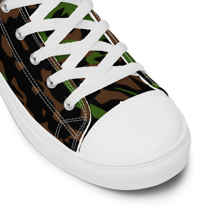 German WW2 Palmenmuster Palm Tree Spring CAMO Men’s high top canvas shoes - Mens High Top Canvas Shoes