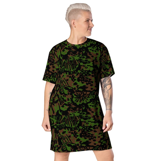 German WW2 Palmenmuster Palm Tree Spring CAMO T-shirt dress - 2XS