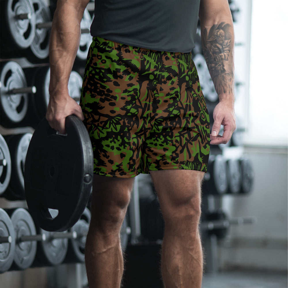 German WW2 Palmenmuster Palm Tree Spring CAMO Unisex Athletic Long Shorts - XS