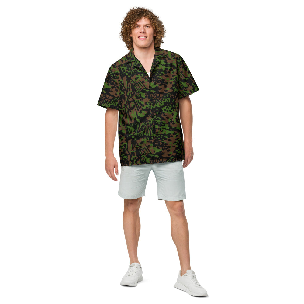 German WW2 Palmenmuster Palm Tree Spring CAMO Unisex button shirt - Button Shirt