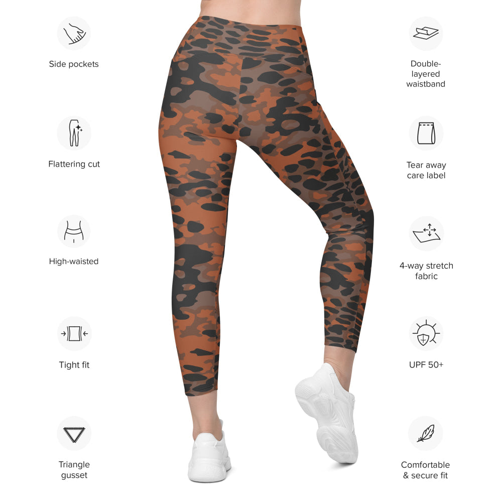 German WW2 Platanenmuster Plane Tree Autumn CAMO Leggings with pockets - Womens With Pockets