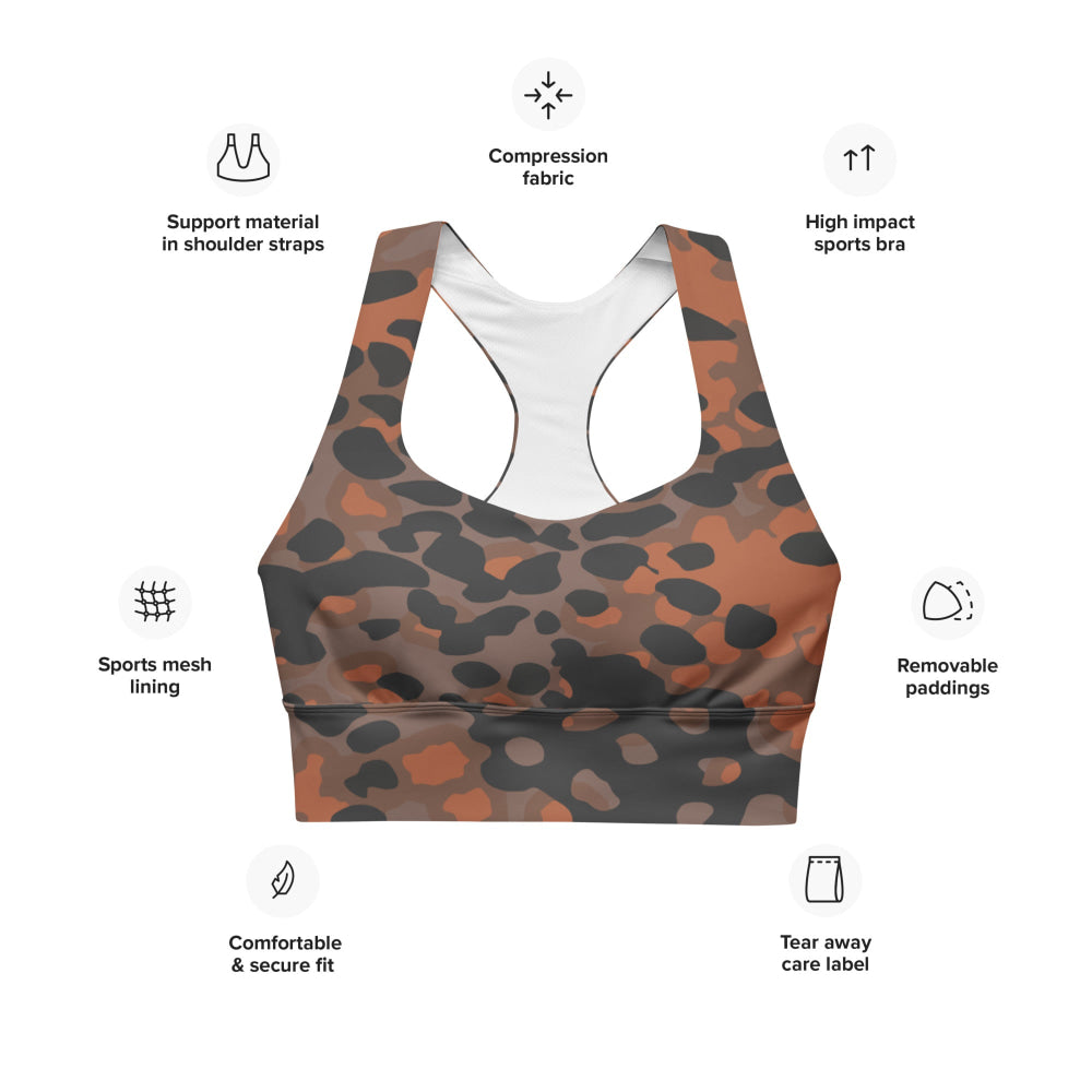 German WW2 Platanenmuster Plane Tree Autumn CAMO Longline sports bra - Womens Sports Bra