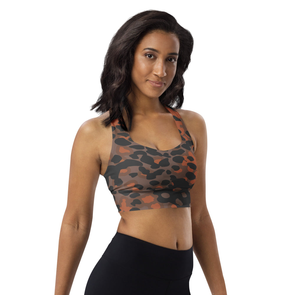 German WW2 Platanenmuster Plane Tree Autumn CAMO Longline sports bra - Womens Sports Bra