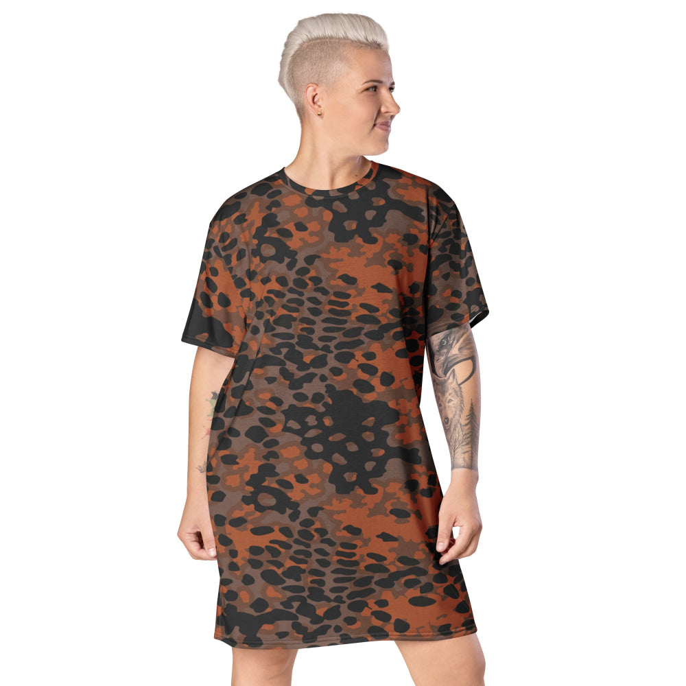 German WW2 Platanenmuster Plane Tree Autumn CAMO T-shirt dress - 2XS - Womens T-Shirt Dress