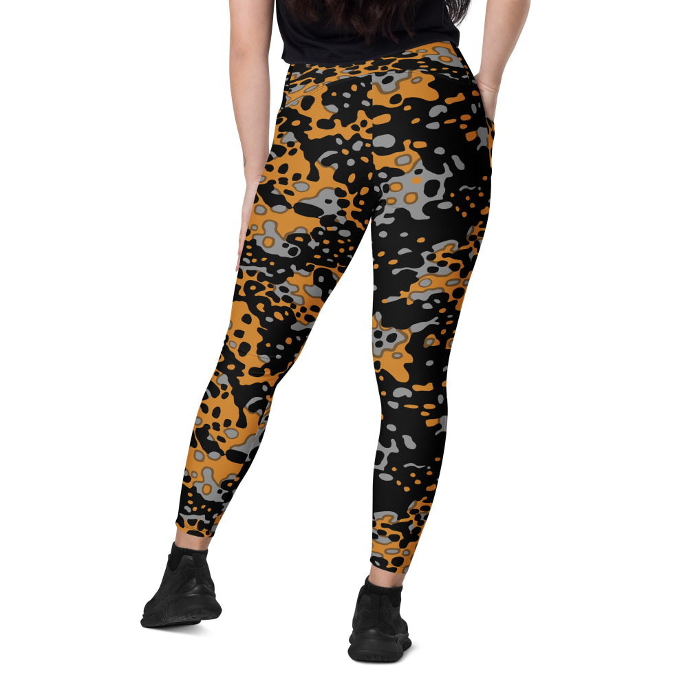 German WW2 Platanenmuster Plane Tree Bright Autumn CAMO Leggings with pockets - Womens With Pockets