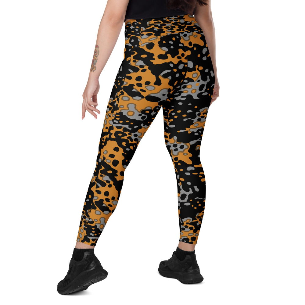 German WW2 Platanenmuster Plane Tree Bright Autumn CAMO Leggings with pockets - Womens With Pockets