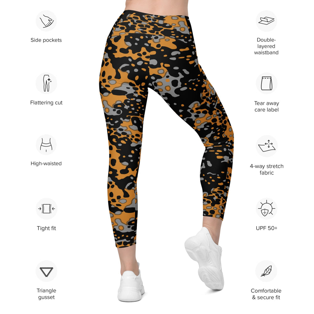 German WW2 Platanenmuster Plane Tree Bright Autumn CAMO Leggings with pockets - Womens With Pockets