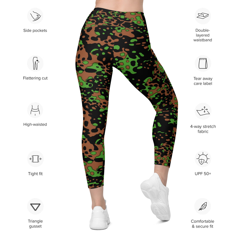 German WW2 Platanenmuster Plane Tree Bright Spring CAMO Leggings with pockets - Womens With Pockets