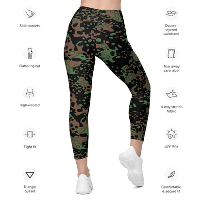 German WW2 Platanenmuster Plane Tree Pattern 5 Spring CAMO Leggings with pockets - Womens With Pockets