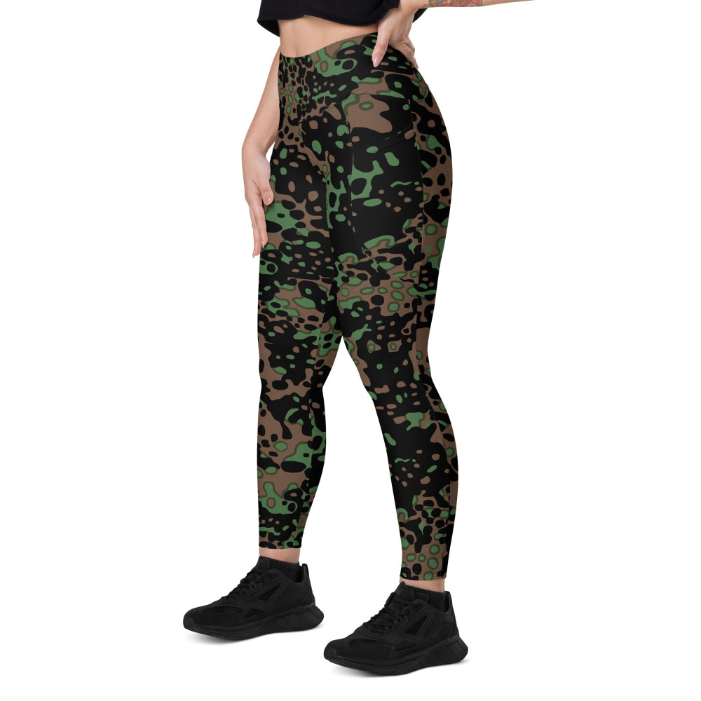 German WW2 Platanenmuster Plane Tree Pattern 5 Spring CAMO Leggings with pockets - Womens With Pockets