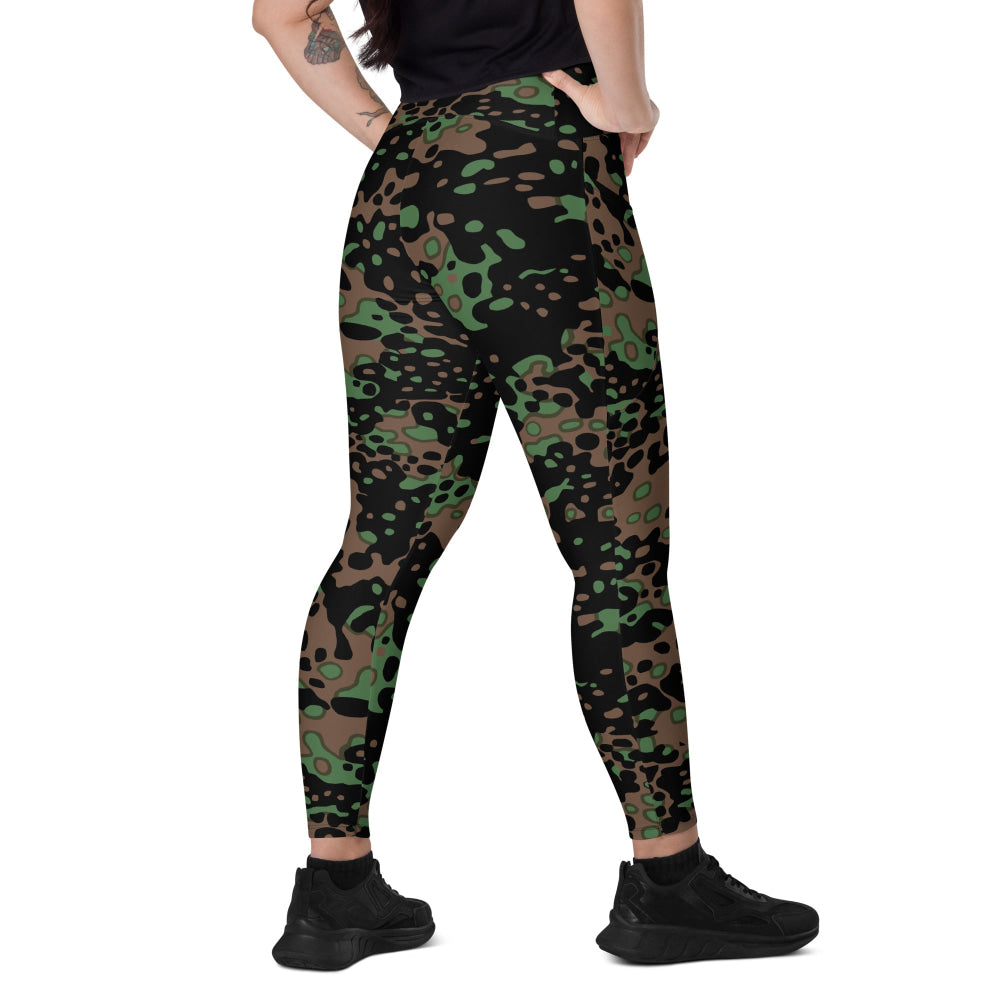 German WW2 Platanenmuster Plane Tree Pattern 5 Spring CAMO Leggings with pockets - 2XS - Womens With Pockets