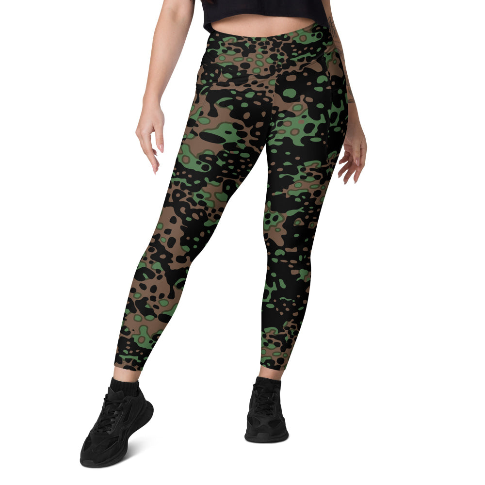 German WW2 Platanenmuster Plane Tree Pattern 5 Spring CAMO Leggings with pockets - Womens With Pockets