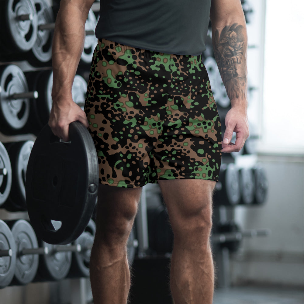 German WW2 Platanenmuster Plane Tree Pattern 5 Spring CAMO Unisex Athletic Long Shorts - 2XS