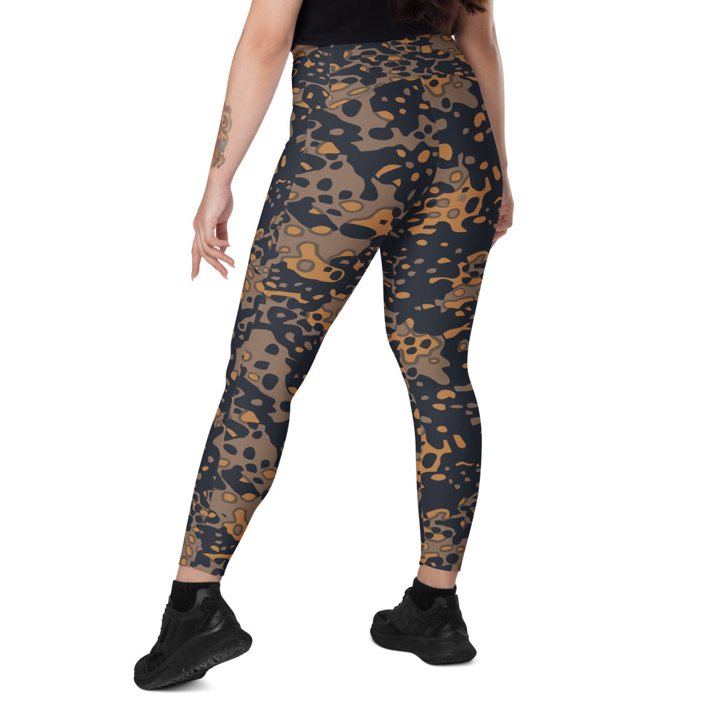 German WW2 Platanenmuster Plane Tree Pattern 6 Autumn CAMO Leggings with pockets - Womens With Pockets