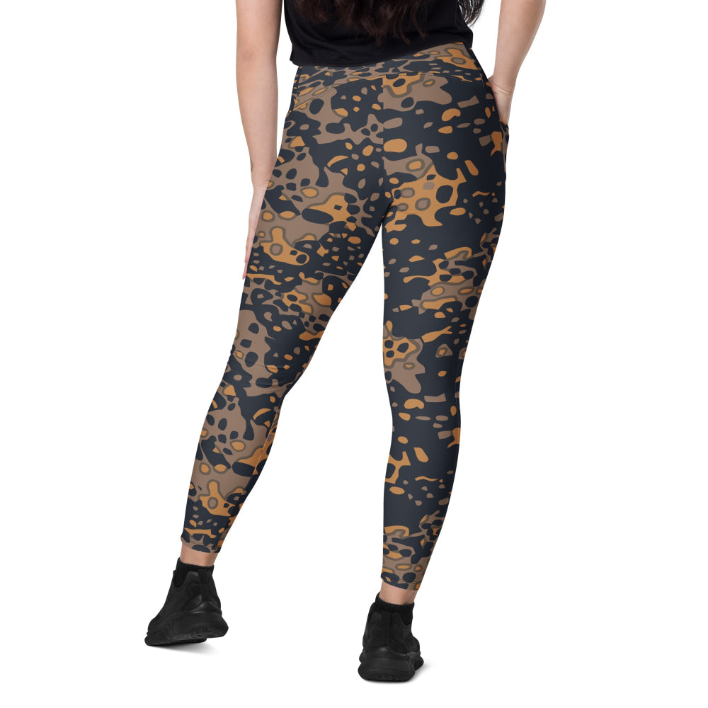 German WW2 Platanenmuster Plane Tree Pattern 6 Autumn CAMO Leggings with pockets - Womens With Pockets