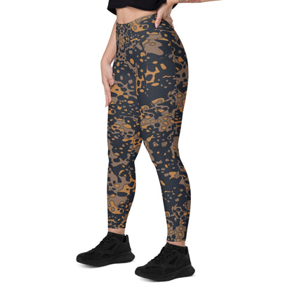 German WW2 Platanenmuster Plane Tree Pattern 6 Autumn CAMO Leggings with pockets - Womens With Pockets