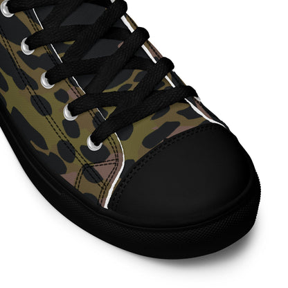 German WW2 Platanenmuster Plane Tree Summer CAMO Men’s high top canvas shoes - Mens High Top Canvas Shoes