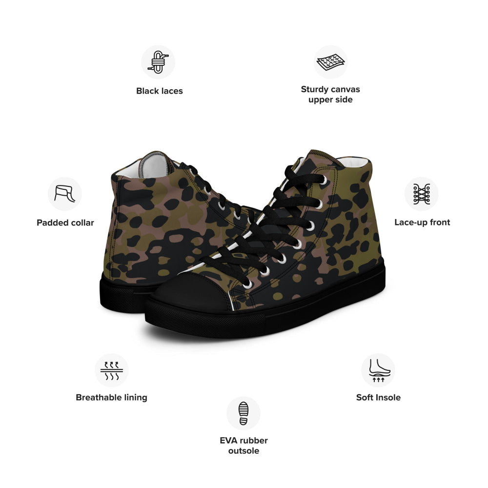 German WW2 Platanenmuster Plane Tree Summer CAMO Men’s high top canvas shoes - Mens High Top Canvas Shoes