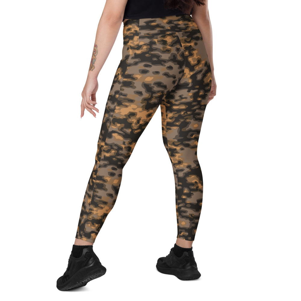 German WW2 Rauchtarnmuster Blurred Edge Autumn CAMO Leggings with pockets - Womens With Pockets