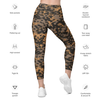 German WW2 Rauchtarnmuster Blurred Edge Autumn CAMO Leggings with pockets - Womens With Pockets