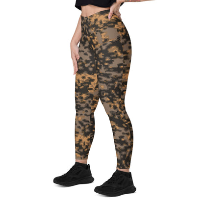 German WW2 Rauchtarnmuster Blurred Edge Autumn CAMO Leggings with pockets - Womens With Pockets