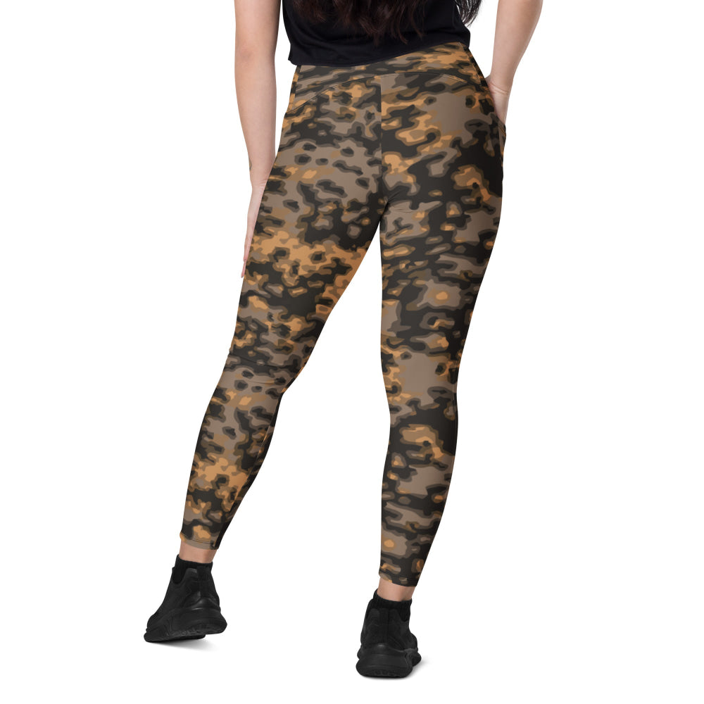 German WW2 Rauchtarnmuster Blurred Edge Autumn CAMO Leggings with pockets - Womens With Pockets