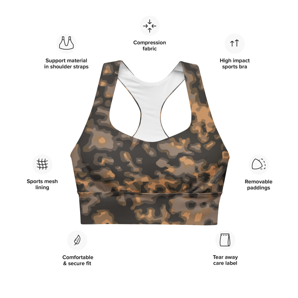 German WW2 Rauchtarnmuster Blurred Edge Autumn CAMO Longline sports bra - Womens Sports Bra