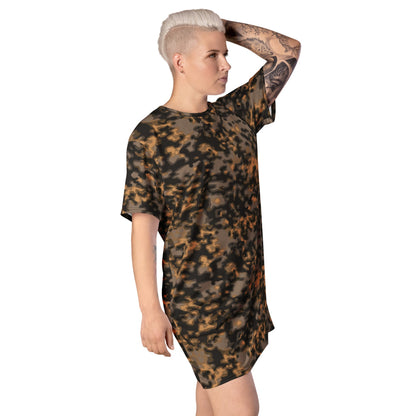 German WW2 Rauchtarnmuster Blurred Edge Autumn CAMO T-shirt dress - Womens T-Shirt Dress