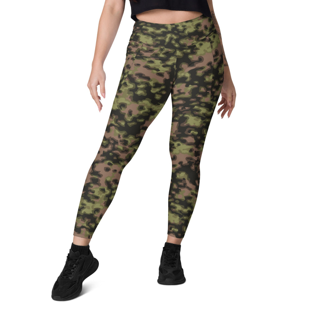 German WW2 Rauchtarnmuster Blurred Edge Spring CAMO Leggings with pockets - Womens With Pockets