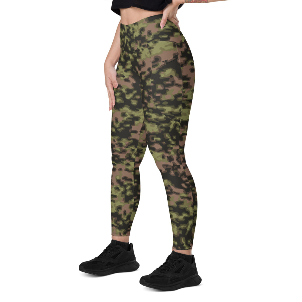 German WW2 Rauchtarnmuster Blurred Edge Spring CAMO Leggings with pockets - Womens With Pockets