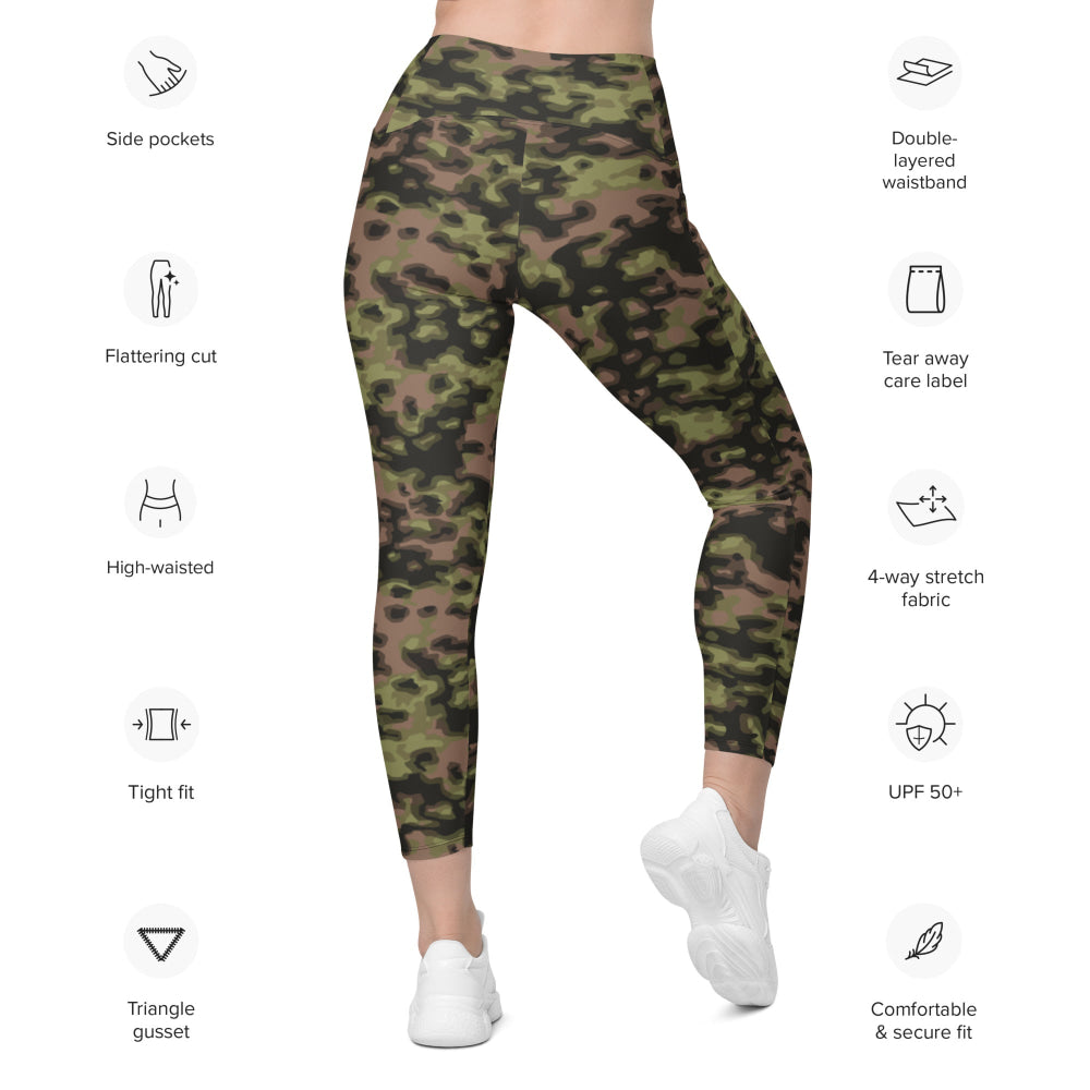 German WW2 Rauchtarnmuster Blurred Edge Spring CAMO Leggings with pockets - Womens With Pockets