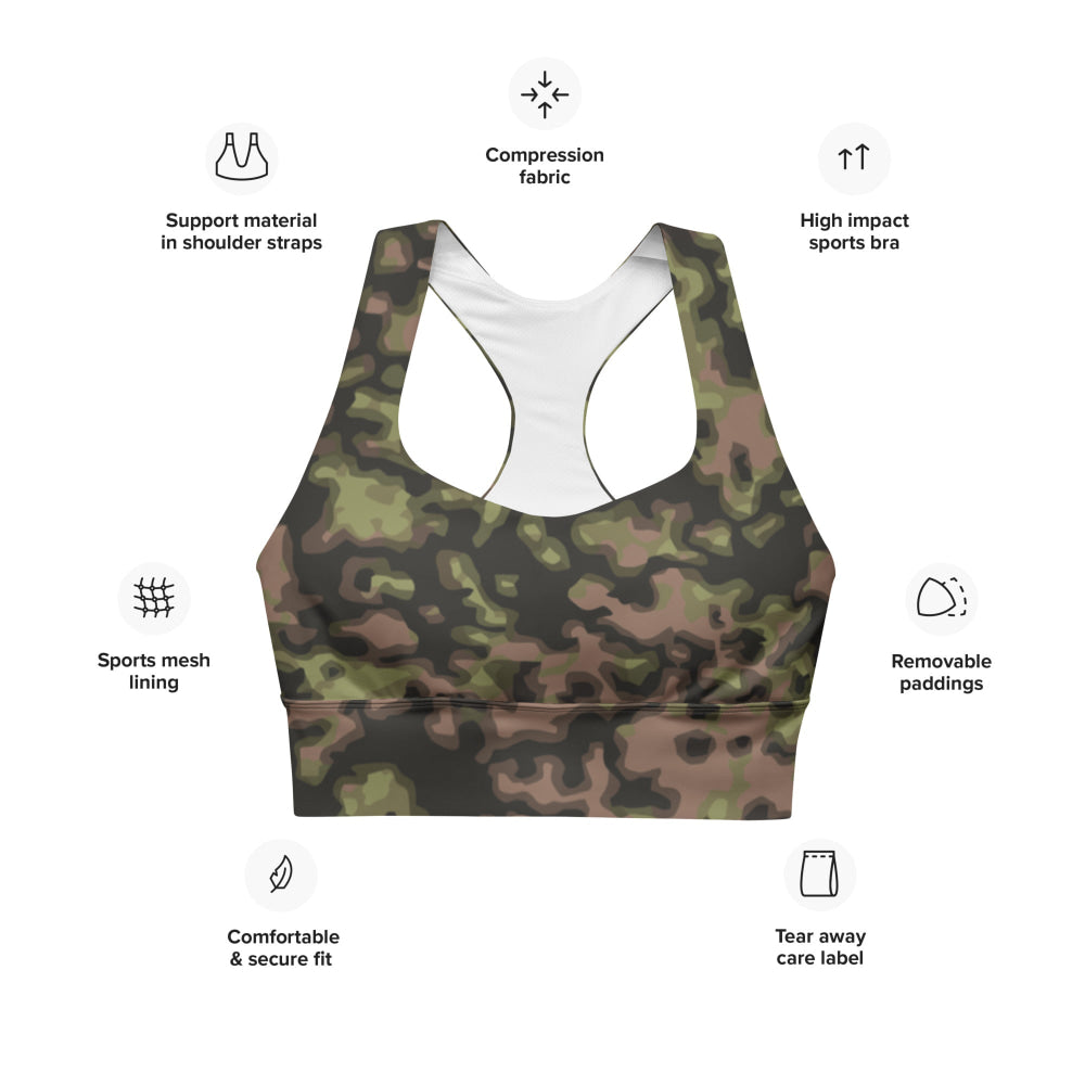 German WW2 Rauchtarnmuster Blurred Edge Spring CAMO Longline sports bra - Womens Sports Bra