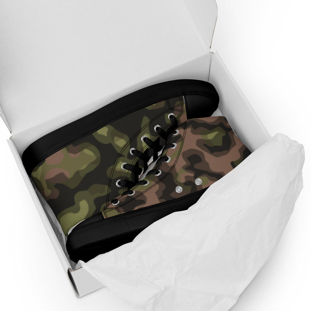 German WW2 Rauchtarnmuster Blurred Edge Spring CAMO Men’s high top canvas shoes - Mens High Top Canvas Shoes