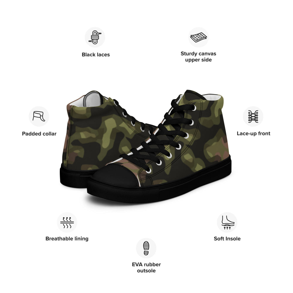 German WW2 Rauchtarnmuster Blurred Edge Spring CAMO Men’s high top canvas shoes - Mens High Top Canvas Shoes