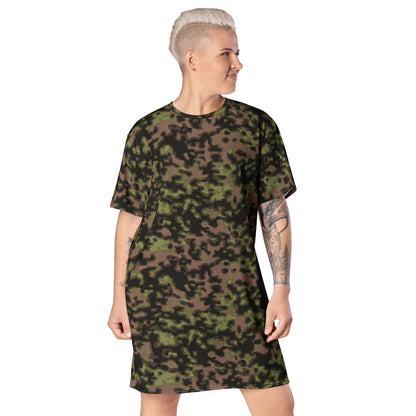 German WW2 Rauchtarnmuster Blurred Edge Spring CAMO T-shirt dress - 2XS - Womens T-Shirt Dress