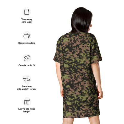 German WW2 Rauchtarnmuster Blurred Edge Spring CAMO T-shirt dress - Womens T-Shirt Dress