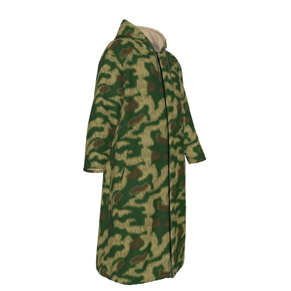 German WW2 Sumpfmuster Marsh CAMO Men’s Sherpa Zip Up Long Coat - Mens