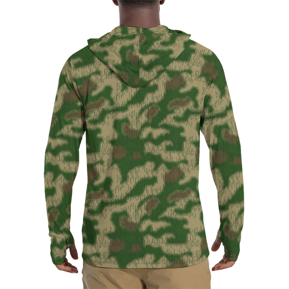 German WW2 Sumpfmuster Marsh CAMO Men’s Sunscreen Sports Hoodie With Thumb Holes - Mens