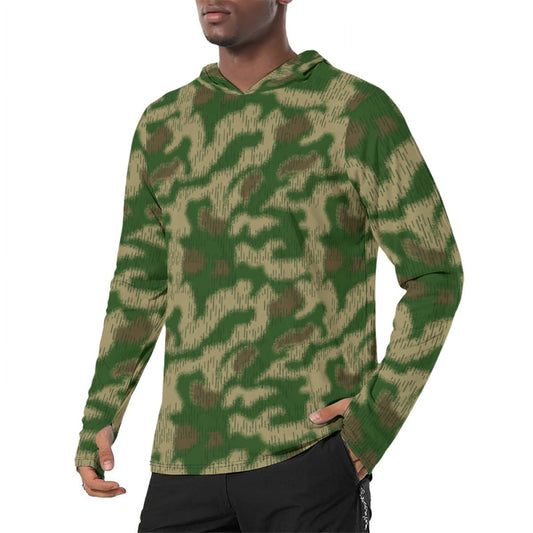 German WW2 Sumpfmuster Marsh CAMO Men’s Sunscreen Sports Hoodie With Thumb Holes - S / White - Mens