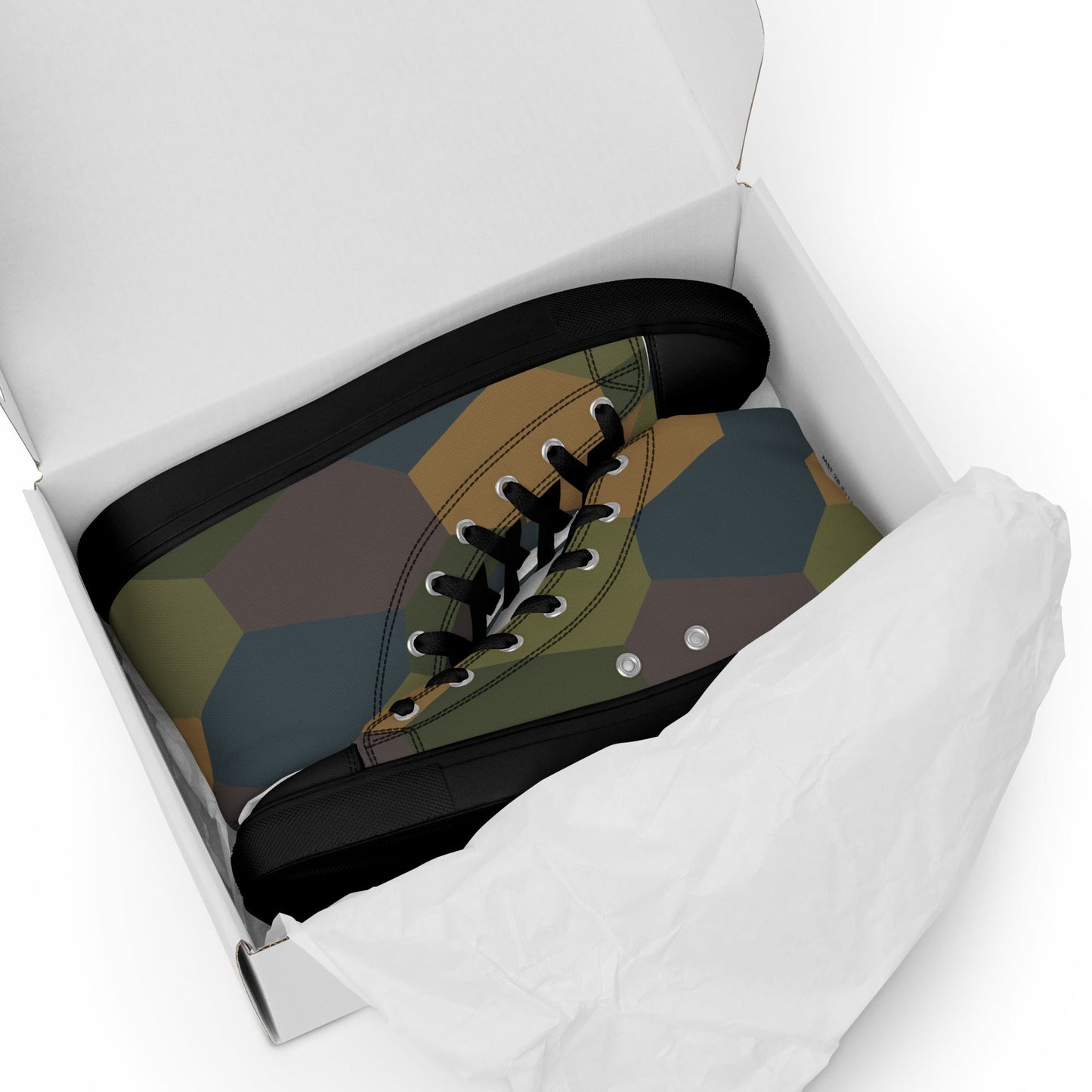 German WWI 5-Color Lozenge Aircraft CAMO Mens High-Top Canvas Shoes
