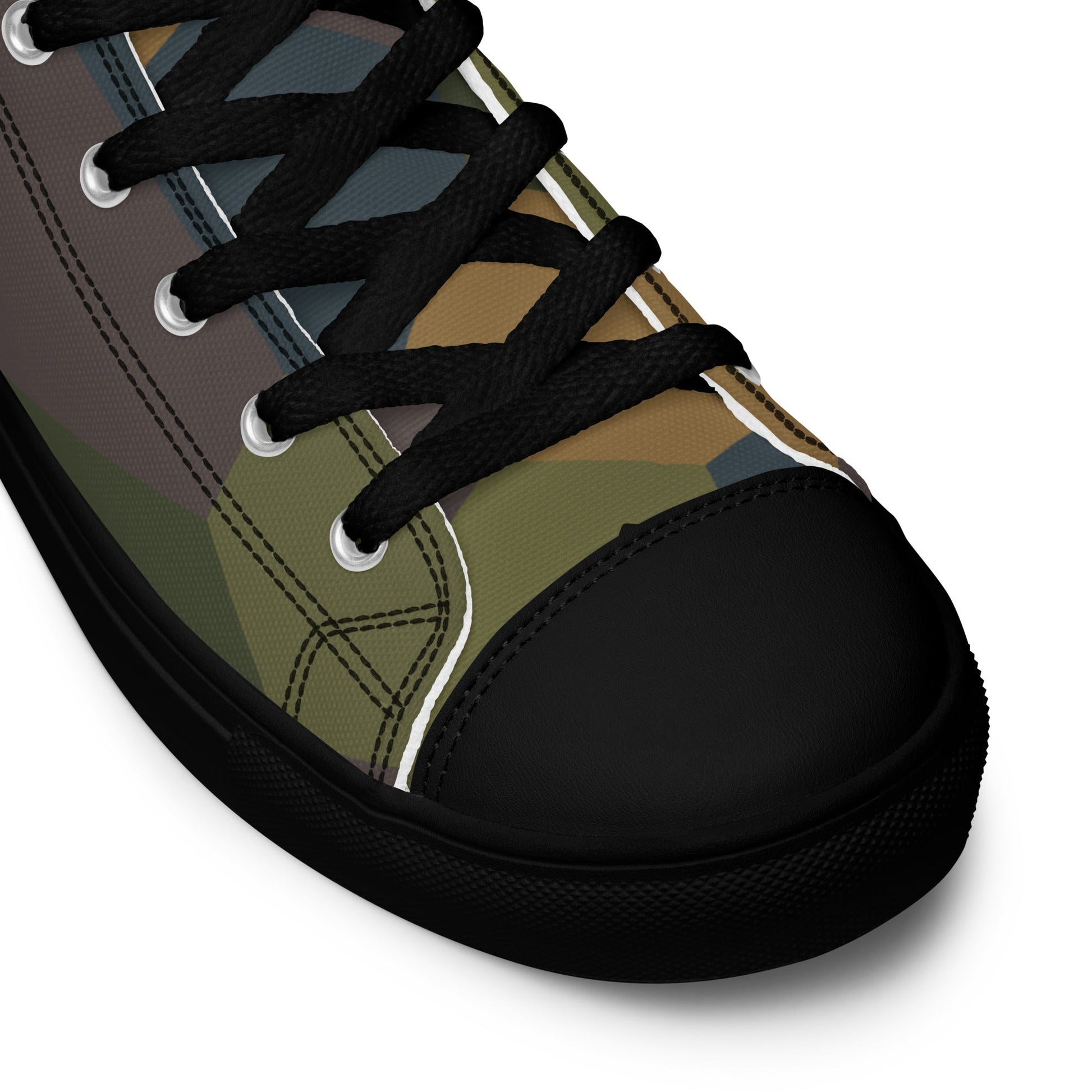 German WWI 5-Color Lozenge Aircraft CAMO Mens High-Top Canvas Shoes
