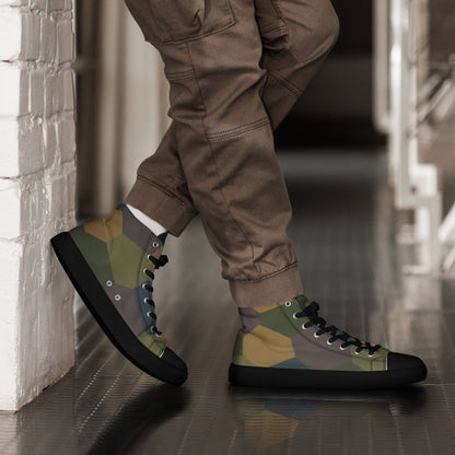 German WWI 5-Color Lozenge Aircraft CAMO Mens High-Top Canvas Shoes - 5