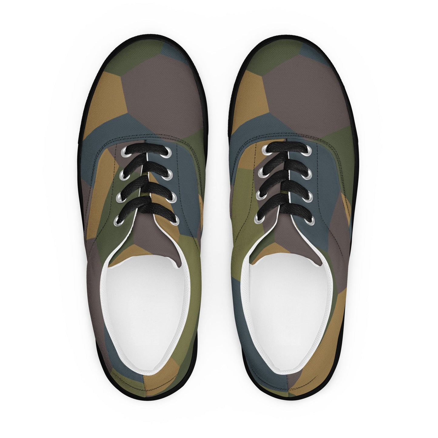 German WWI 5-Color Lozenge Aircraft CAMO Mens Lace-Up Canvas Shoes