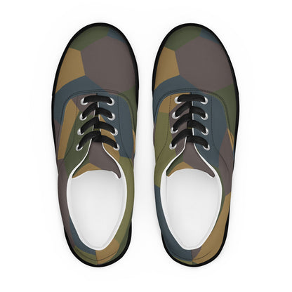 German WWI 5-Color Lozenge Aircraft CAMO Mens Lace-Up Canvas Shoes