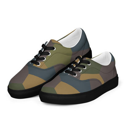 German WWI 5-Color Lozenge Aircraft CAMO Mens Lace-Up Canvas Shoes