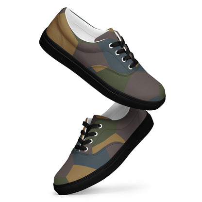 German WWI 5-Color Lozenge Aircraft CAMO Mens Lace-Up Canvas Shoes