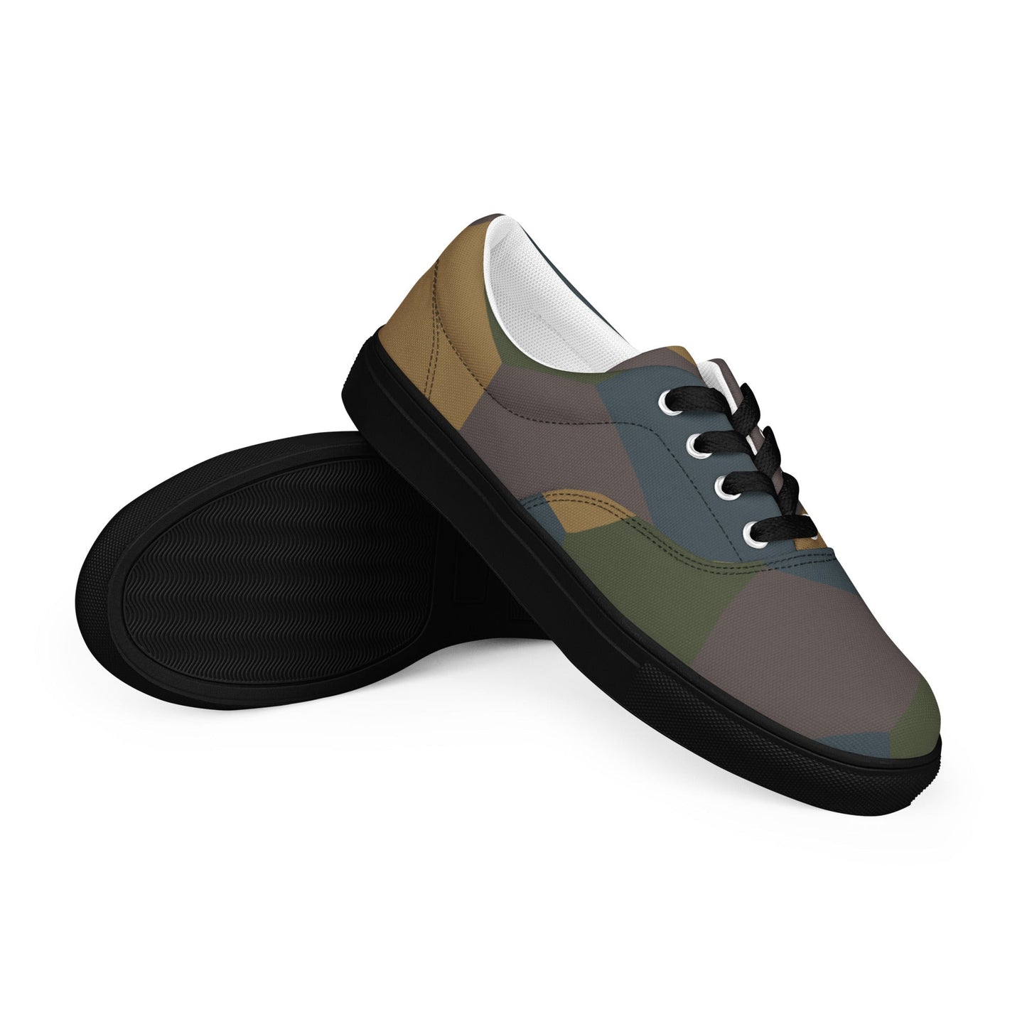 German WWI 5-Color Lozenge Aircraft CAMO Mens Lace-Up Canvas Shoes - 5